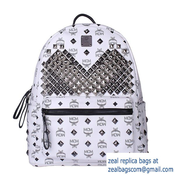 High Quality Replica MCM Medium Stark Front Studs Backpack MC4238 White